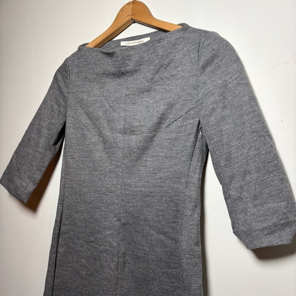 Diane von Furstenberg Gray Wool Sheath Dress Quiet Luxury Minimalist Size 4 - Picture 2 of 9